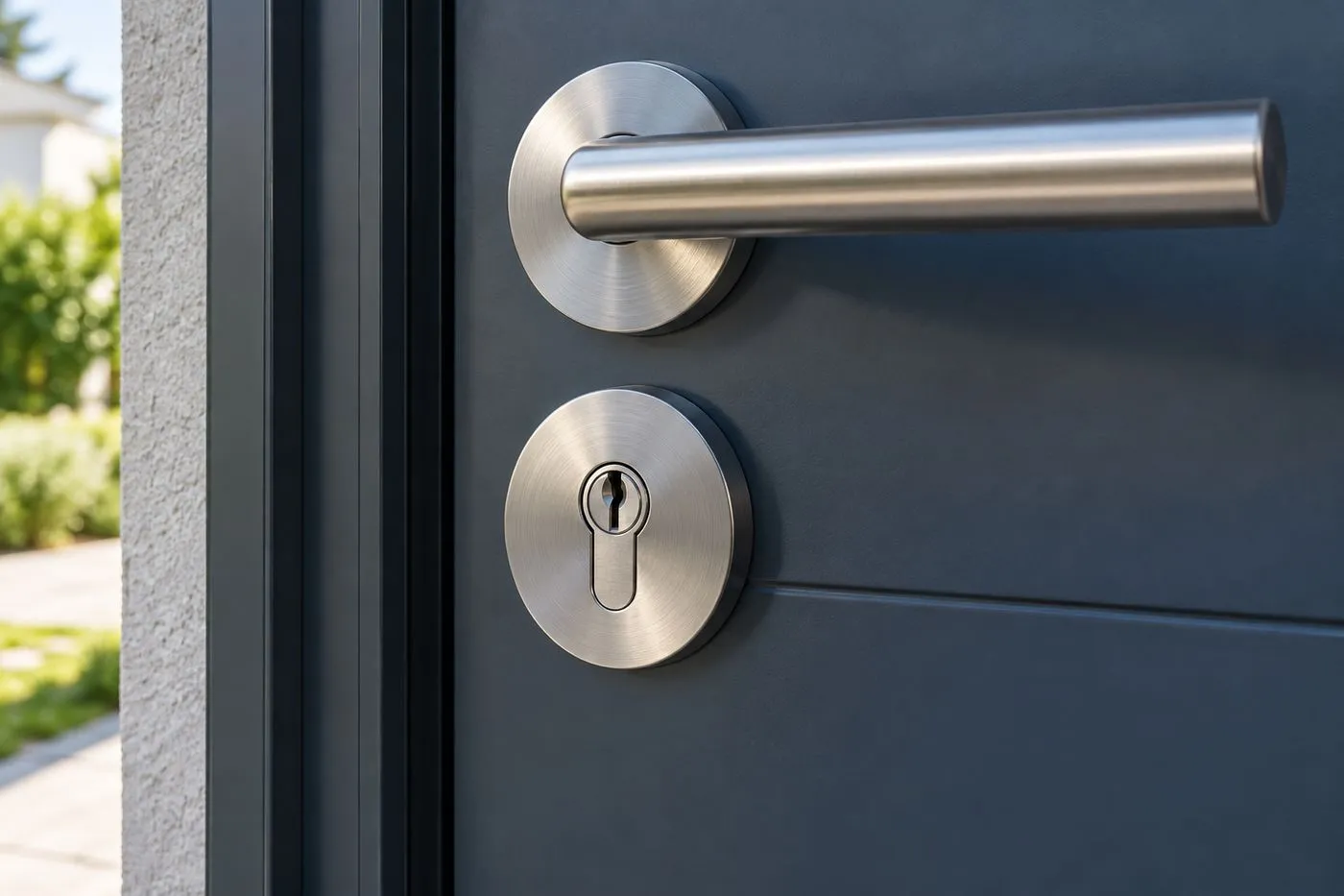 Rosace de protection en acier autour du cylindre d'une porte d'entrée